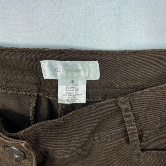 Dressbarn Chino Pants Womens size 10 Brown Flat Front Business Career Stretch - Picture 3 of 7
